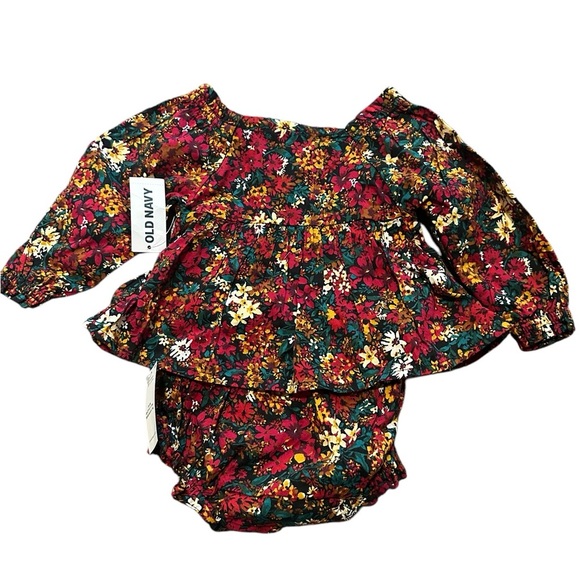Old Navy, smocked, floral, colorful dress with diaper cover, 3-6 months, NWTS - Picture 4 of 7